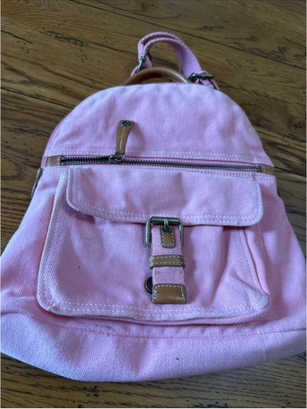 Fossil Pink Canvas Backpack Bag Dusty Pink Faded Rose Adjustable Strap Pockets